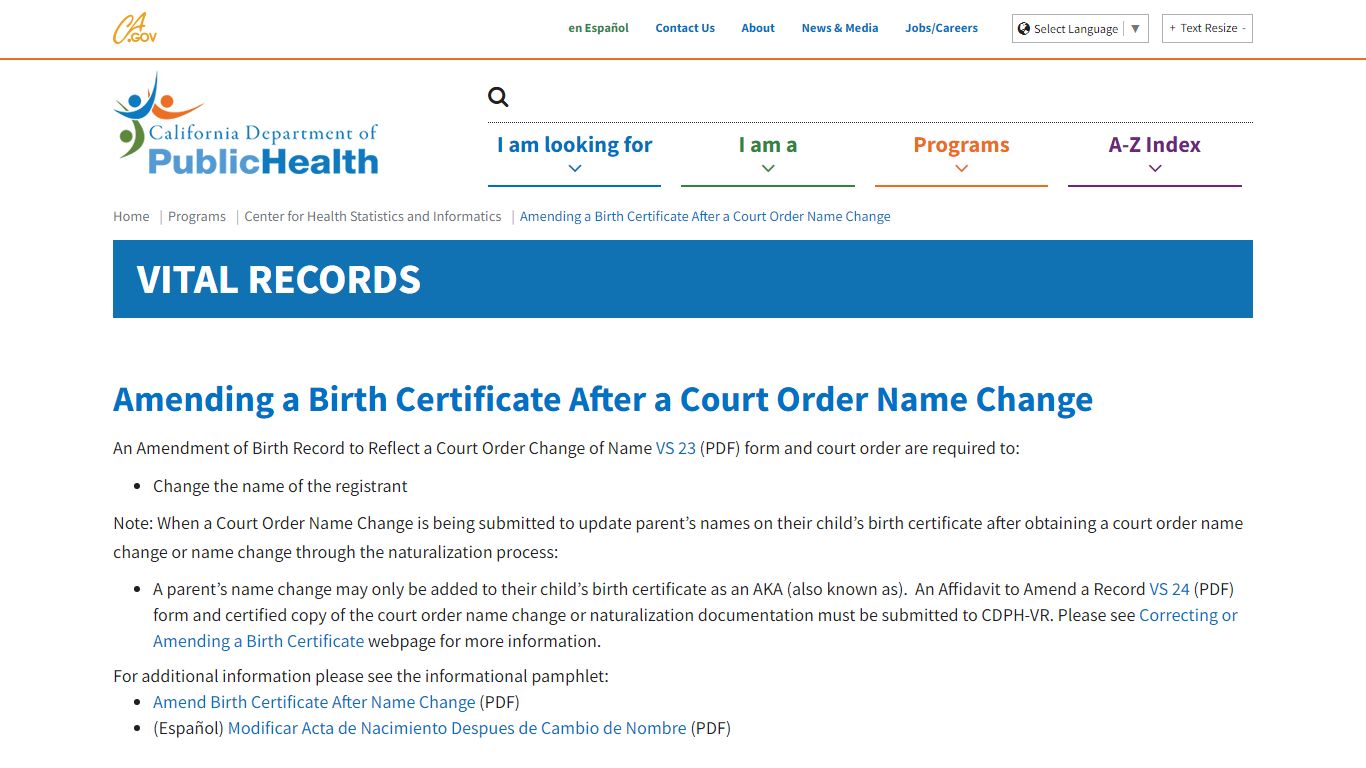 Amending a Birth Certificate After a Court Order Name Change - California